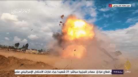 Al-Qassam Brigades targeting tanks and occupation soldiers in Khan Yunis