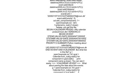 Parsing files ics icalendar using Python