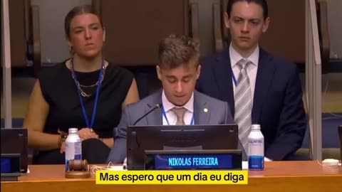 O deputado Nikolas Ferreira se manifesta na ONU