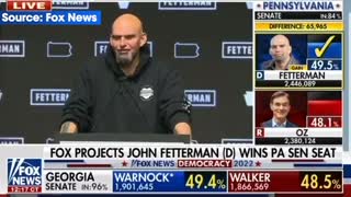 Fetterman Attempts a Victory Speech