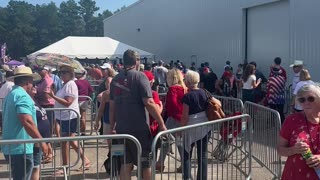 Thousands of people gather to see President Trump hours before his event!