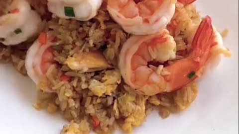 Very appetizing egg and shrimp fried rice