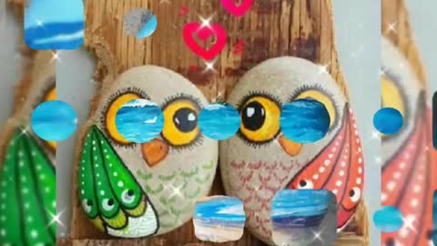 outstanding and attractive handmade birds painting on rock and stone stone painting ideas