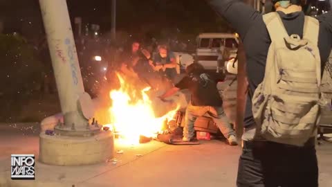 Antifa set fire to a homeless man-s only possessions.