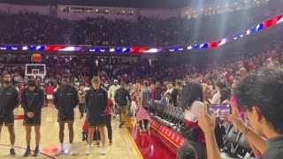 LeBron completely ignores the National Anthem and sits down