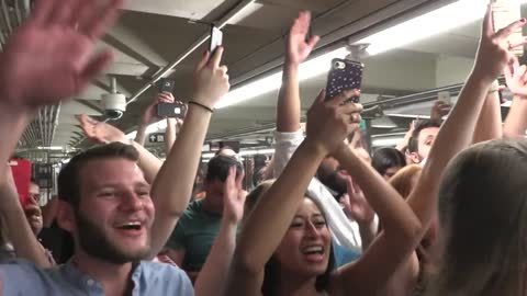 Miley Cyrus Busks in NYC Subway in Disguise