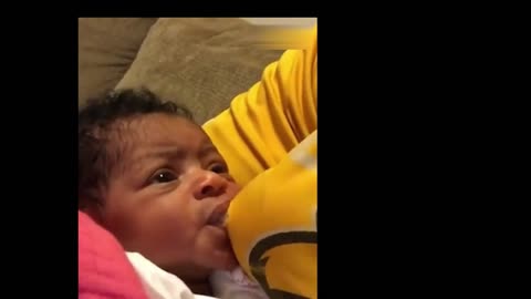 Dad tricks baby into Feeding from bottle. FUNNY