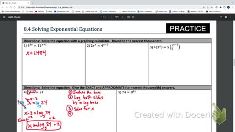 IM3 Alg 2 CC 8.4 Solving exponential equations