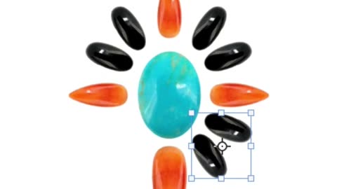 Natural turquoise and onyx oval cab with spiny oyster pear-shape cab