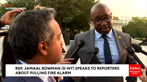 WATCH- Jamaal Bowman Speaks Out To Reporters About Pulling Fire Alarm