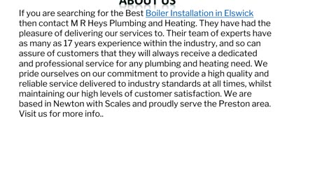 Boiler Installation in Elswick