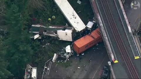 Aerial footage shows aftermath of deadly Amtrak derailment near Seattle