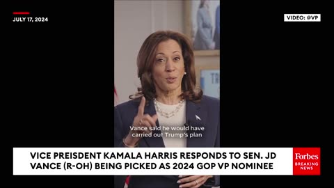 BREAKING NEWS: Kamala Harris Releases Video Reaction To JD Vance Being Chosen As GOP VP Nominee