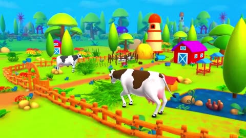 Giant Cow Horse Magical Tractor JCB Farm Animals Transportation 3D Barn Animals Compilation Videos