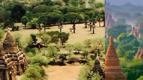 Grandness Bagan Pagodas in Myanmar country