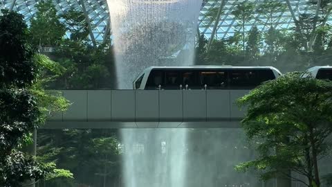 A Beautiful Waterfall in Singapore Changi Airport