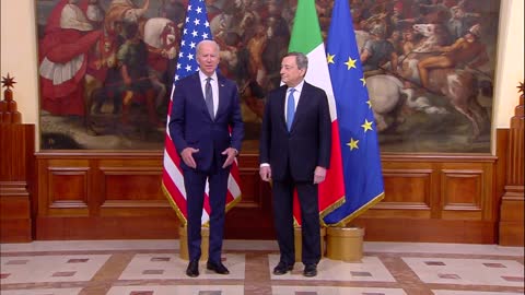 Il Presidente Draghi e il Presidente Biden a Palazzo