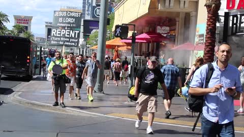 Street preachers on the Las Vegas Strip.