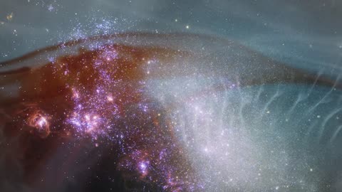 Milky way with liquid abstract video superimposed