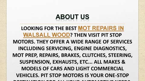 Best MOT Repairs in Walsall Wood