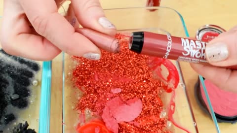 Black vs Red _ Mixing Makeup Eyeshadow into Slime ! Special series 119 satisfying Slime video