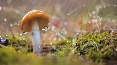 Mushroom Forest Rain 🍄 02 Hour Rain Sounds & Music