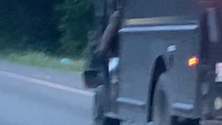 Wholesome UPS Driving Swinging Leg at Work