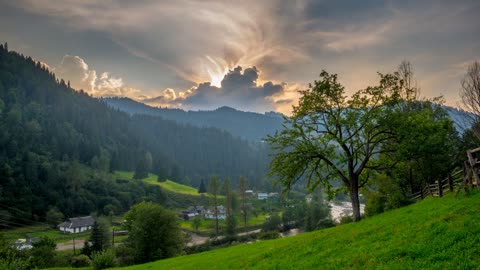 Sunrise in the mountain valley