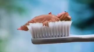 Baby comes out of toothpaste