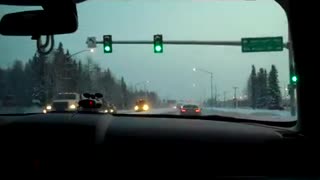 Winter driving in Fairbanks Alaska