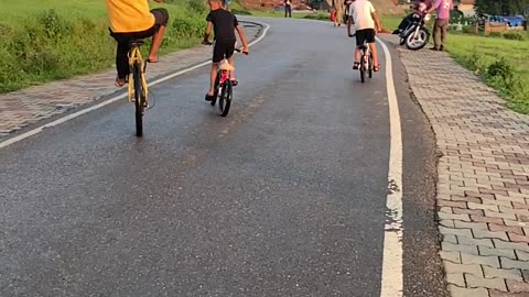 Cycle Stunt By Children At Paragliding Landing Site Bir HIMACHAL PRADESH