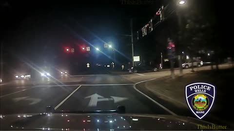 Dashcam shows drunk driving running a red light as a Maine police cruiser crashes into her