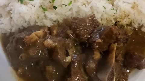 Curry goat and basmati rice