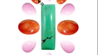 Natural turquoise rectangle cab and pink opal pear -shape cabochon with spiny oyster oval cab