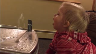 Baby vs the water fountain