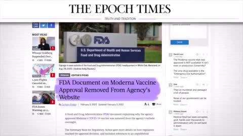 FDA SUDDENLY REMOVES DATA ON MODERNA VACCINE APPROVAL WHICH SHOWED 2.6X HEART INFLAMMATION