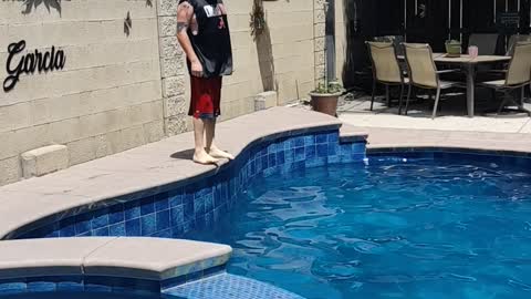 Fat guy doing a front flip