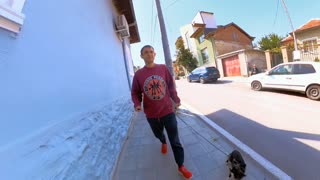 Walking with my chihuahua in small city in Bulgaria