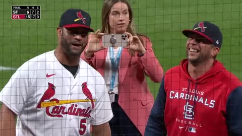 ALBERT PUJOLS PITCHING-- Cardinals legend pitches for first time ever-- 🤣