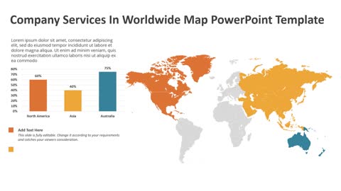 Company Services in Worldwide Map PowerPoint Template