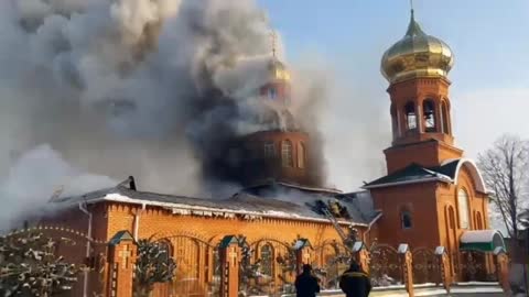 The Ukranian nazis set fire to the Holy Ascension Church