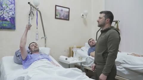 Verified WARTIME PRESIDENT: Volodymyr Zelenskyy visits Ukrainian heroes injured fighting..