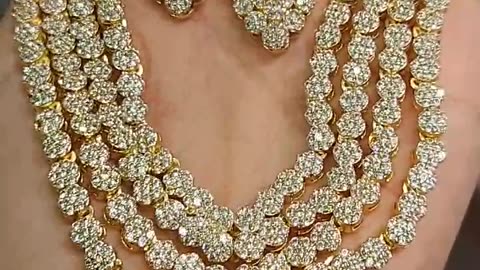 Indian ad diamond 4line mala with earring set