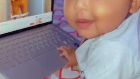 Cute baby Watching cartoon