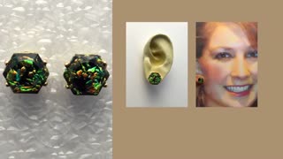 Faux Black Opal Magnetic Earrings