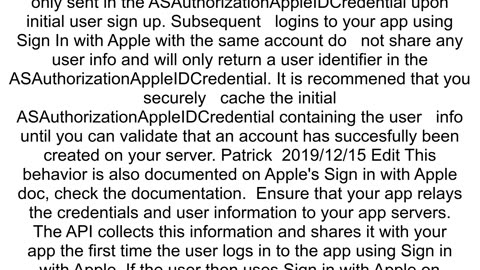 Cannot get name amp email with sign in with Apple on real device