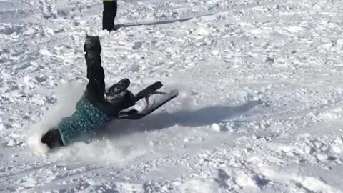 Collab copyright protection - girl sledding fall faceplant snow