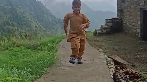 4 year boy running in action