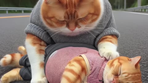 Hubby Cat Take Cares of Pregnant Cat 🐈