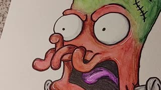 Zoidberg + Frankenstein mash-up. watercolor marker art #Arteza